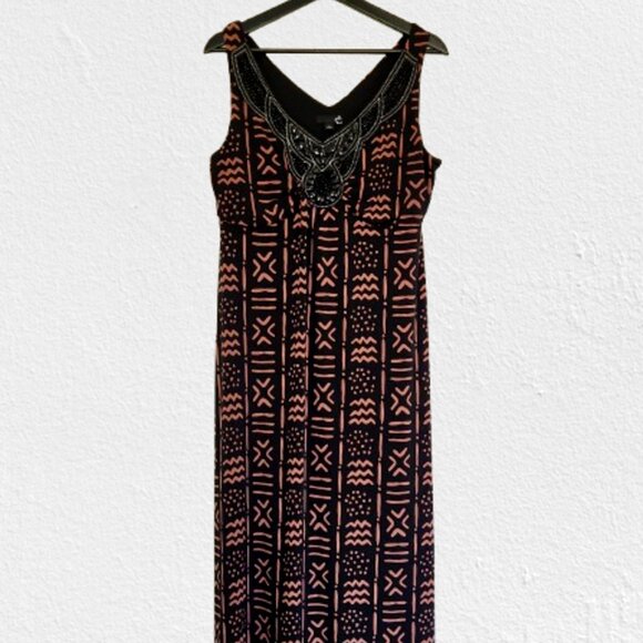 Vintage Sears Maxi Dress size 12-14, Baby Doll, Sleeveless Festival Boho Gypsy - Picture 1 of 13